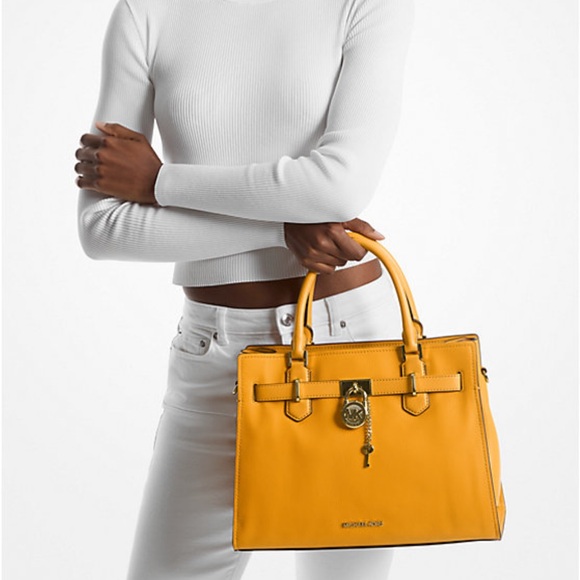 Michael Kors Hamilton Medium Leather Satchel NWT - Picture 2 of 15